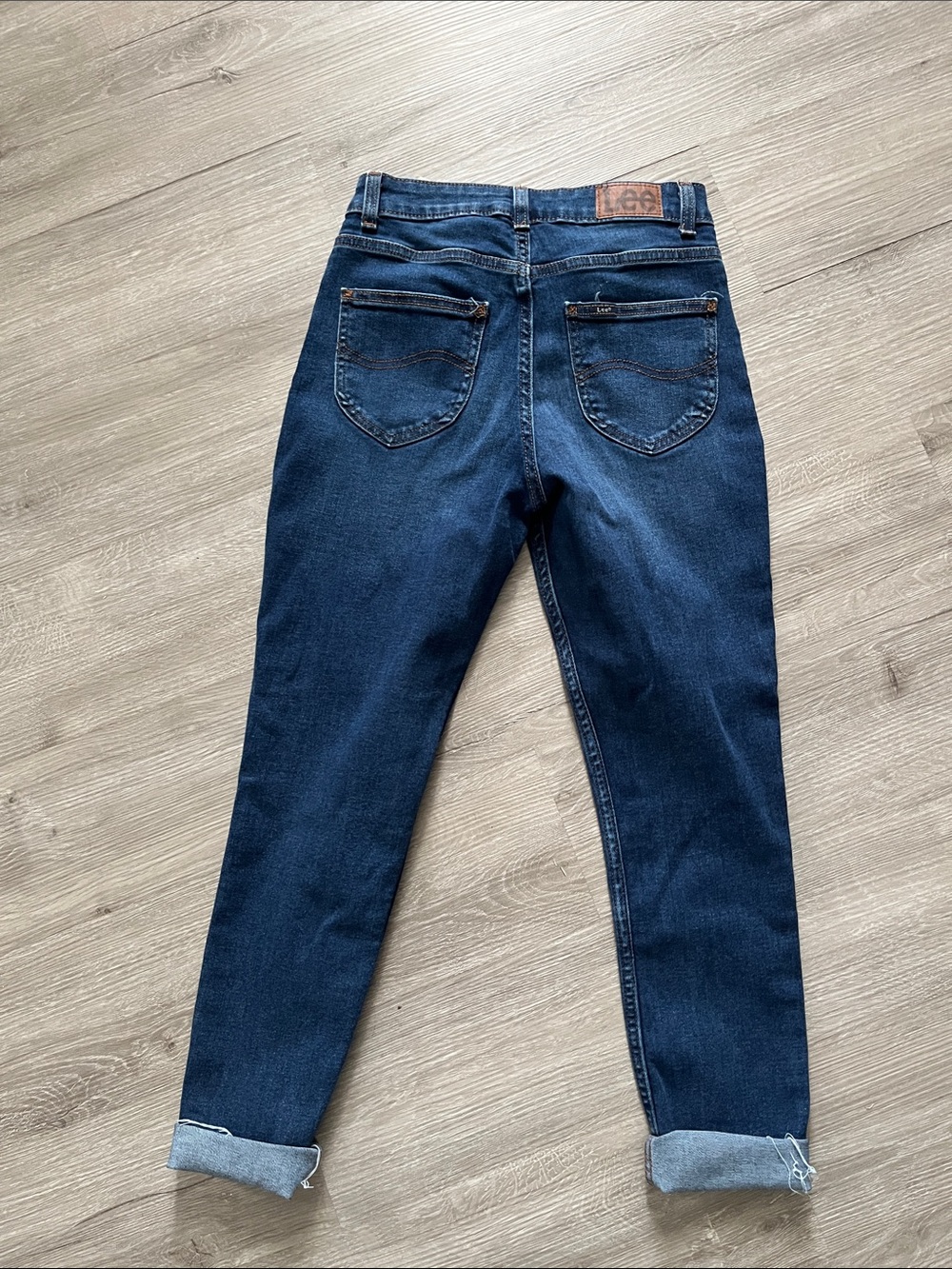 Lee Women's Dark Blue Boyfriend Jeans - Classic Back Pocket Detail